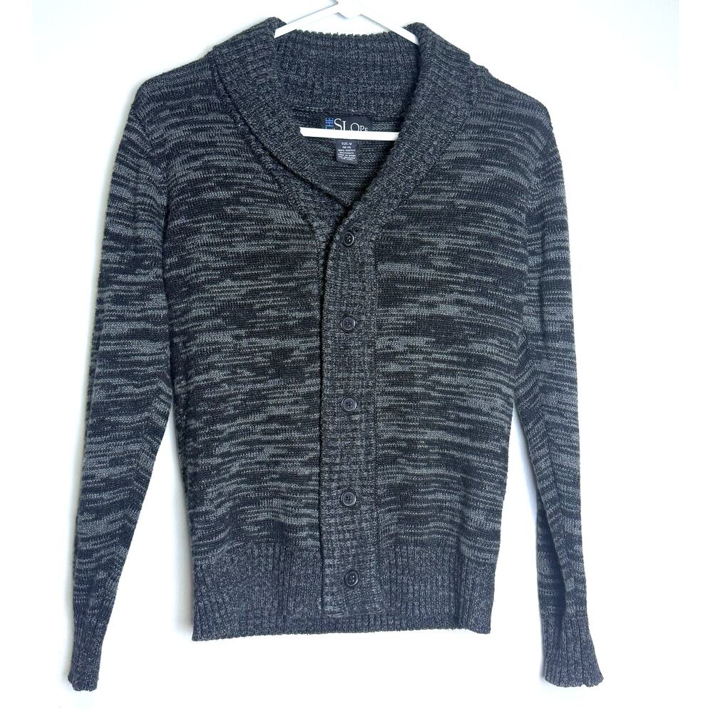 THE SLOPE Button Down Cardigan Sweater, Charcoal/Gray. Size M